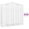 Arched Gabion Baskets - 10 pcs Galvanised Iron 200x50x180/200 cm