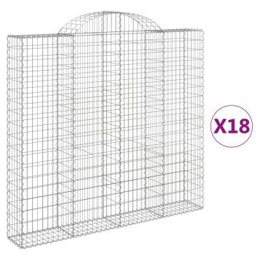 Arched Gabion Baskets - 18 pcs Galvanised Iron | Hipomarket