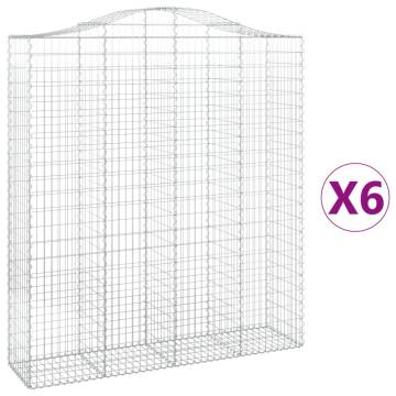 Arched Gabion Baskets - 6 pcs Galvanised Iron | Hipomarket UK