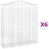 Arched Gabion Baskets - 6 pcs Galvanised Iron | Hipomarket UK