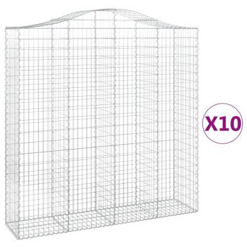 Arched Gabion Baskets - 10 Pcs Galvanised Iron | HipoMarket