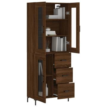 Stylish Highboard Brown Oak 69.5x34x180 cm | Hipomarket