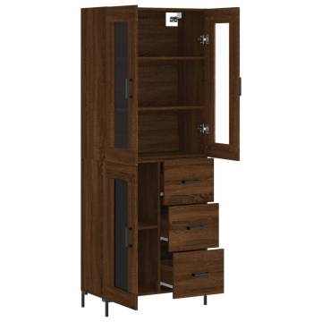 Stylish Highboard Brown Oak 69.5x34x180 cm | Hipomarket