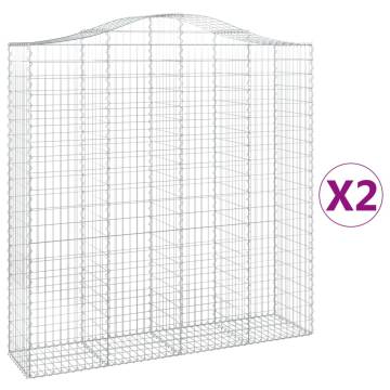 Arched Gabion Baskets - 2 pcs | Galvanised Iron | 200x50x200220 cm