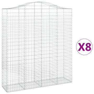 Arched Gabion Baskets - 8 pcs Galvanised Iron (200x50x220240 cm)