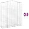 Arched Gabion Baskets - 8 pcs Galvanised Iron (200x50x220240 cm)