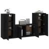 3 Piece TV Cabinet Set - Black Engineered Wood | HipoMarket