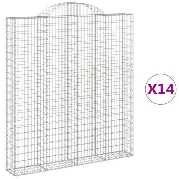 Arched Gabion Baskets 14 pcs | Galvanised Iron | 200x30x220/240 cm