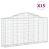 Arched Gabion Baskets - 15 pcs Galvanised Iron 200x30x100120 cm