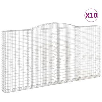 Arched Gabion Baskets - 10 pcs Galvanised Iron | Hipomarket