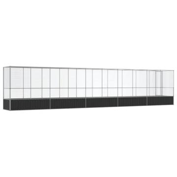 Aviary with Extension Silver - 1042.5x107x212 cm Steel