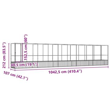 Aviary with Extension Silver - 1042.5x107x212 cm Steel