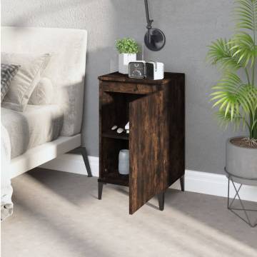 Stylish Smoked Oak Bedside Cabinet - 40x35x70 cm