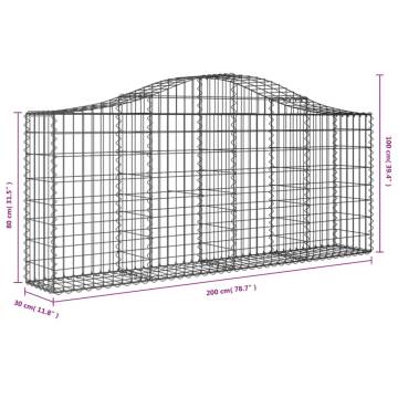 Arched Gabion Baskets - 15 pcs Galvanised Iron for Gardens