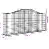 Arched Gabion Baskets - 15 pcs Galvanised Iron for Gardens