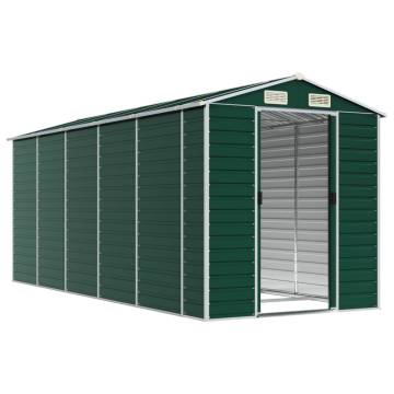 Garden Shed Green 191x470x198 cm | Durable Galvanised Steel