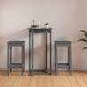 3 Piece Bar Set Grey Solid Wood Pine Colour grey Number of 3 