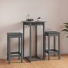 3 Piece Bar Set Grey Solid Wood Pine | Stylish & Sturdy Design