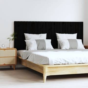 Elegant Black Wall Headboard - Solid Pine 159.5x3x60 cm