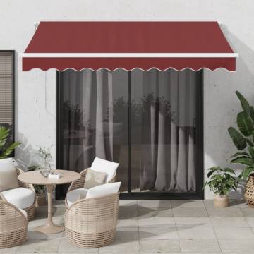 Manual Retractable Awning with LED - Burgundy 300x250 cm