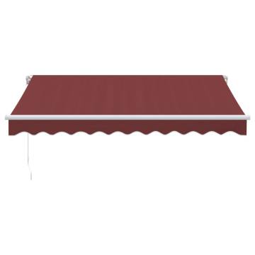 Manual Retractable Awning with LED - Burgundy 300x250 cm