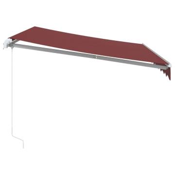 Manual Retractable Awning with LED - Burgundy 300x250 cm