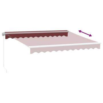 Manual Retractable Awning with LED - Burgundy 300x250 cm