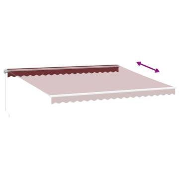 Manual Retractable Awning with LED - Burgundy 450x300 cm