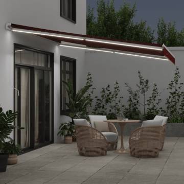 Manual Retractable Awning with LED - Burgundy 400x350 cm