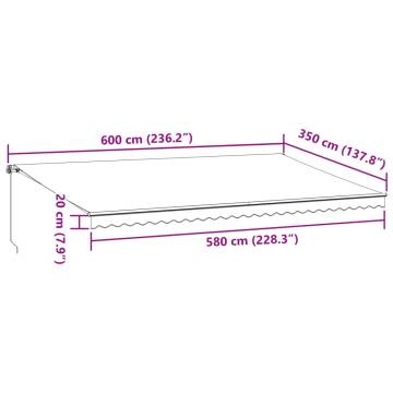 Manual Retractable Awning with LED - Brown 600x350 cm