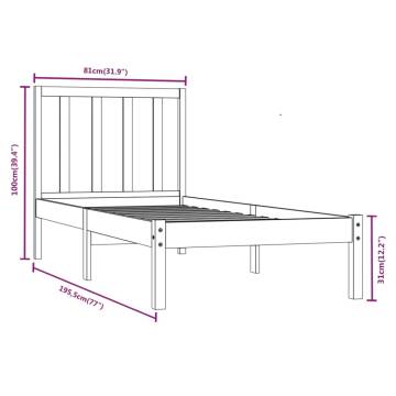 Honey Brown Solid Wood Pine Bed Frame 75x190 cm - HipoMarket