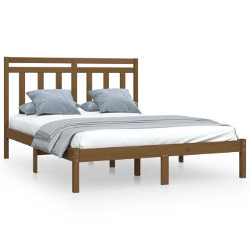 Honey Brown Solid Wood Bed Frame 160x200 cm - Timeless Design