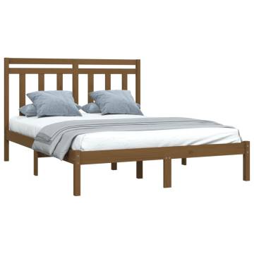 Honey Brown Solid Wood Bed Frame 160x200 cm - Timeless Design