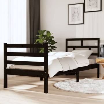 Black Solid Wood Bed Frame 75x190 cm - Small Single Design