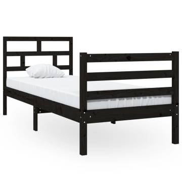 Black Solid Wood Bed Frame 75x190 cm - Small Single Design