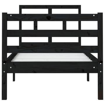 Black Solid Wood Bed Frame 75x190 cm - Small Single Design