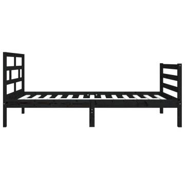 Black Solid Wood Bed Frame 75x190 cm - Small Single Design