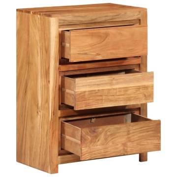 Elegant Solid Wood Acacia Drawer Cabinet - 55x33x75 cm