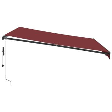 Automatic Retractable Awning with LEDs - Burgundy 400x300 cm