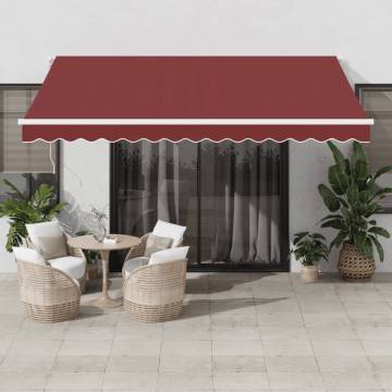 Manual Retractable Awning with LED - Burgundy - 400x300 cm