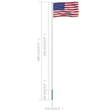 US Flag and Pole Aluminium 4m | Show Your Patriotism