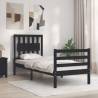 Bed Frame with Headboard Black Small Single Solid Wood Colour black Size 75 x 190 cm 