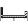 Black Small Single Bed Frame with Headboard | Solid Wood