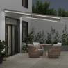 Manual Retractable Awning with LED - 400x300 cm Anthracite & White