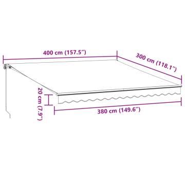 Manual Retractable Awning with LED - 400x300 cm Anthracite & White