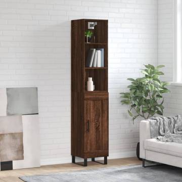 Stylish Brown Oak Highboard - 34.5x34x180 cm