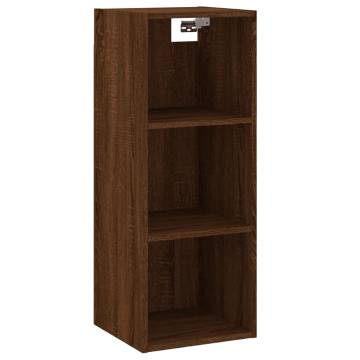 Stylish Brown Oak Highboard - 34.5x34x180 cm