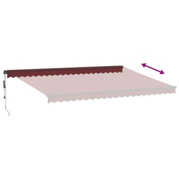 Automatic Retractable Awning with LEDs - Burgundy 500x350 cm