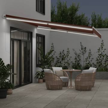 Manual Retractable Awning with LED Brown 450x350 cm - HipoMarket