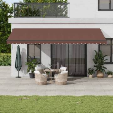 Manual Retractable Awning with LED Lights - Brown 600x350cm